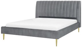 Zamatová posteľ 180 x 200 cm sivá MARVILLE Beliani