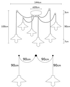 Luster na lanku MANAVGAT 6xE27/100W/230V pavúk