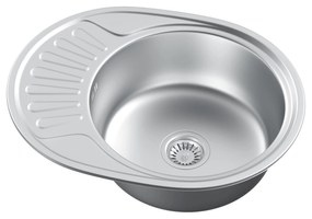 Erga HD, 1-komorový oceľový drez 570x450x160 mm s krátkym odkvapkávačom, dekor brúsený satén, ERG-MLS-HD5745S