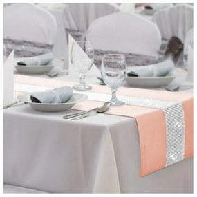 Behúň na stôl Glamour so zirkónmi farby lososovej 40x110 cm - PostelnePrehozy.sk