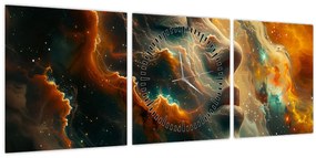 Obraz - Tvár vo vesmíre (s hodinami) (90x30 cm)