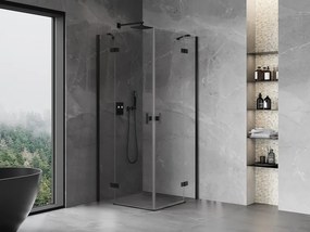 Mexen Mist-H Duo, 2-krídlový výklopný sprchový kút 90 x 90 cm, číre sklo, čierny profil, 8A5-090L-090P-70-00