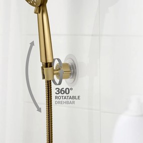 Plastový držiak na sprchu bez vŕtania v zlatej farbe Libertà – Wenko