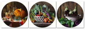Obraz na plátně třídílný Ovoce a zelenina - 120x40 cm