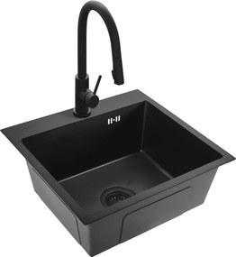 Rea Leo, 1-komorový oceľový drez 500x450x185 mm, čierna matná, ZLE-06005