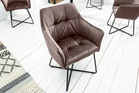 Luxusná jedálenská stolička s lakťovými opierkami Loft sivohnedá