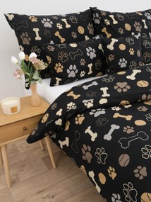 Bavlnené obliečky Renforcé – Psie labky čierne
