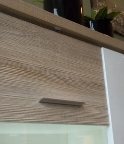 Obývacia stena Caracas Media, dub/biely lesk, s osvetlením