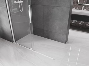 Mexen Velar, posuvné dvere do otvoru typ Walk-In 160 cm, 8mm číre sklo, biela, 871-160-000-03-20
