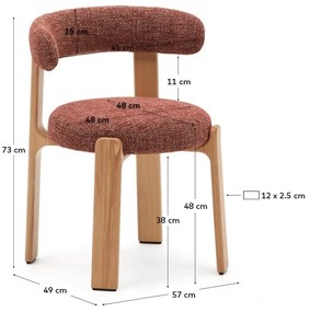 Jedálenská stolička z jaseňového dreva v prírodnej farbe/v terakotovej farbe Granite – Kave Home