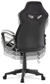 Autronic - Herné kreslo, poťah čierná, strieborná ekokoža a čierna látka MESH, HM - KA-Y341 SIL