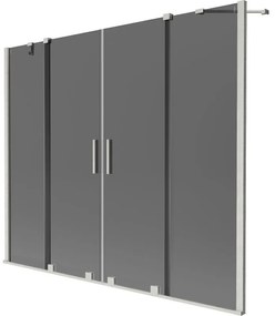 Mexen Velar Duo, 2-krídlová posuvná vaňová zástena 190 x 150 cm, 8mm šedé sklo, brúsená oceľ, 896-190-000-42-97