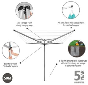 Vonkajší sušiak na bielizeň v striebornej farbe 50 m Essential – Brabantia