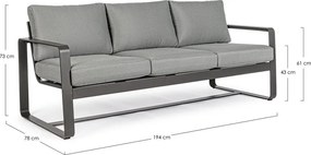 Sivá hliníková záhradná pohovka Merrigan – Bizzotto