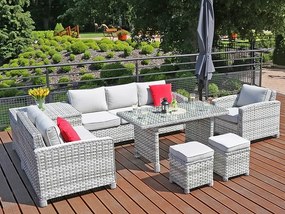 Rohová súprava BERGEN s kreslom a boxom svetlo-sivá