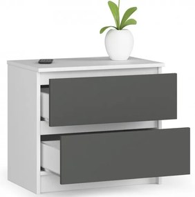 Nočný stolík K60 2SZ CLP biely / sivý