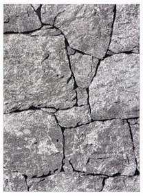 Moderný koberec COZY 8985 Brick Dlažba tehla, kameň - Štrukturálny,  dve vrstvy  rúna sivá