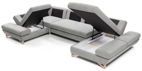 Rozkladacia rohová čalúnená sedacia súprava s úložným priestorom v tvare U AVESTA sivá