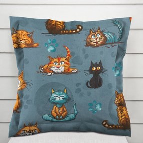 Biante Detská bavlnená obliečka na vankúš s lemom Sandra SA-705 Mačacia partia na tmavo sivomodrom 40 x 60 cm