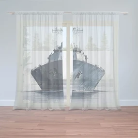 Sablio Záclony Vojnová loď na pokojnom mori: 2ks 150x250cm