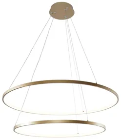 Závesné LED svietidlo BRENO 2 krúžky, zlaté 80 cm