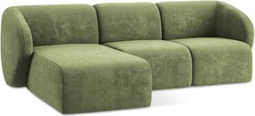 Zelená ženilková rohová pohovka (ľavý roh/s leňoškou) Lani – Makamii