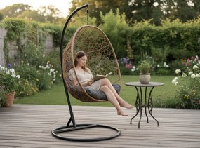 Závěsné houpací křeslo Token černé/hnědé