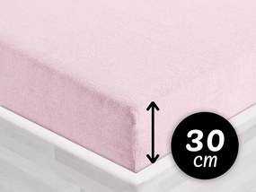 Froté napínacie prestieradlo na vysoký matrac FR-032 Púdrovo ružová 100 x 200 - výška 30 cm