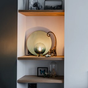 Stolná lampa v štýle Art Deco mosadz s oceánskym modrým sklom - Pallon