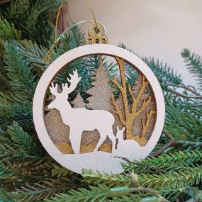 DECOLED Ozdoba, jeleň, 8,5 cm, drevená