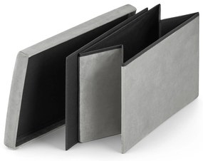 Sivý skladací taburet FURELA VELVET XL 60 x 38 x 38 cm