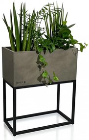Krásny široký kovový kvetináč v šedej farbe LOFT FIORINO 42X22X50 cm