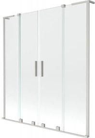 Mexen Velar L Duo, 2-krídlová posuvná vaňová zástena 150 x 150 cm, 8mm číre sklo, brúsená oceľ, 896-150-003-02-97