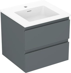 Mexen Orio, kúpeľňová skrinka 50 cm s umývadlom Otis, 2 zásuvky, grafitová matná/biela matná, 91A10-05047-2-BFF66-W18M01
