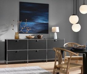 Odkladacia skrinka »CN3« so 6 výklopnými dvierkami, čierna