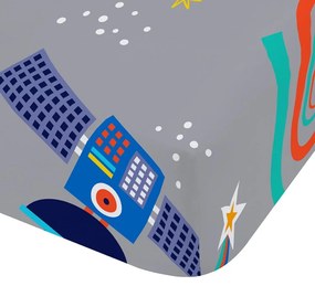 Sivá napínacia detská plachta na jednolôžko 90x190 cm Lost In Space – Catherine Lansfield