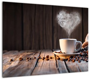 Sklenený obraz - Čas na kávu (70x50 cm)