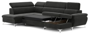 Rozkladacia rohová sedačka CATANIA U ľavá grafit s úložným priestorom