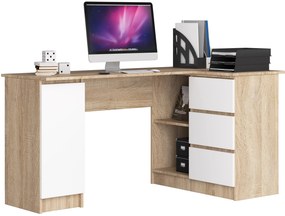 Rohový PC stolík Bevin (dub sonoma + biela) (P). Akcia -16%. Vlastná spoľahlivá doprava až k Vám domov. 1068963