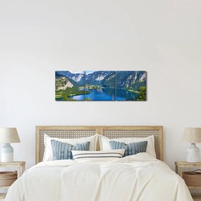 Obraz - Halštatské jazero, Hallstatt, Rakúsko (s hodinami) (90x30 cm)