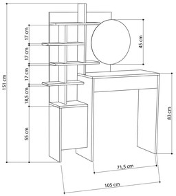 Toaletný stolík MUP 105 cm biely