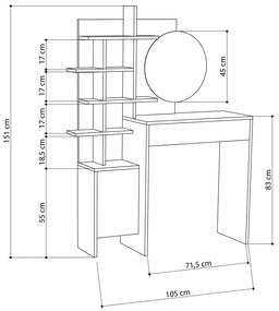 Toaletný stolík MUP 105 cm biely