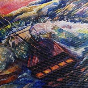 Obraz - Loď na oceánskych vlnách, aquarel (150x105 cm)