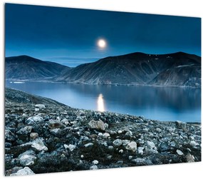 Sklenený obraz nočné krajiny, Island (70x50 cm)