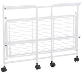CONFORTIME 2. akosť - Pojazdný regál, skladacia polica 2 poschodová XXL - 67 x 30 x 45 cm - biela