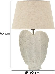 Krémovobiela stolová lampa s textilným tienidlom (výška 63 cm) Ester – Mauro Ferretti