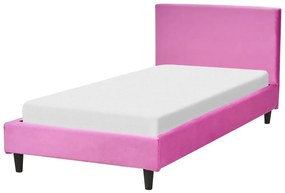 Zamatová posteľ 90 x 200 cm fuksiová ružová FITOU Beliani