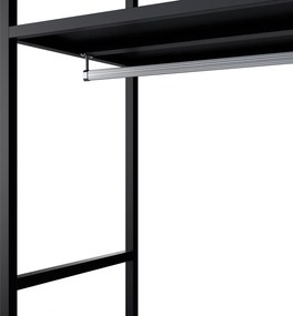Kancelársky regál otvorený s tyčou na oblečenie, do recepcie a čakárne, kovový, čierny, 800x2200x400 mm: ARIEL