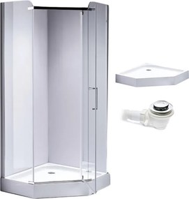 BPS-koupelny Päťuholníkový sprchový kút KZ91A 80x80 chróm/transparent + vanička SXL07A WH biela