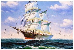 Obraz lode na vlnách (90x60 cm)